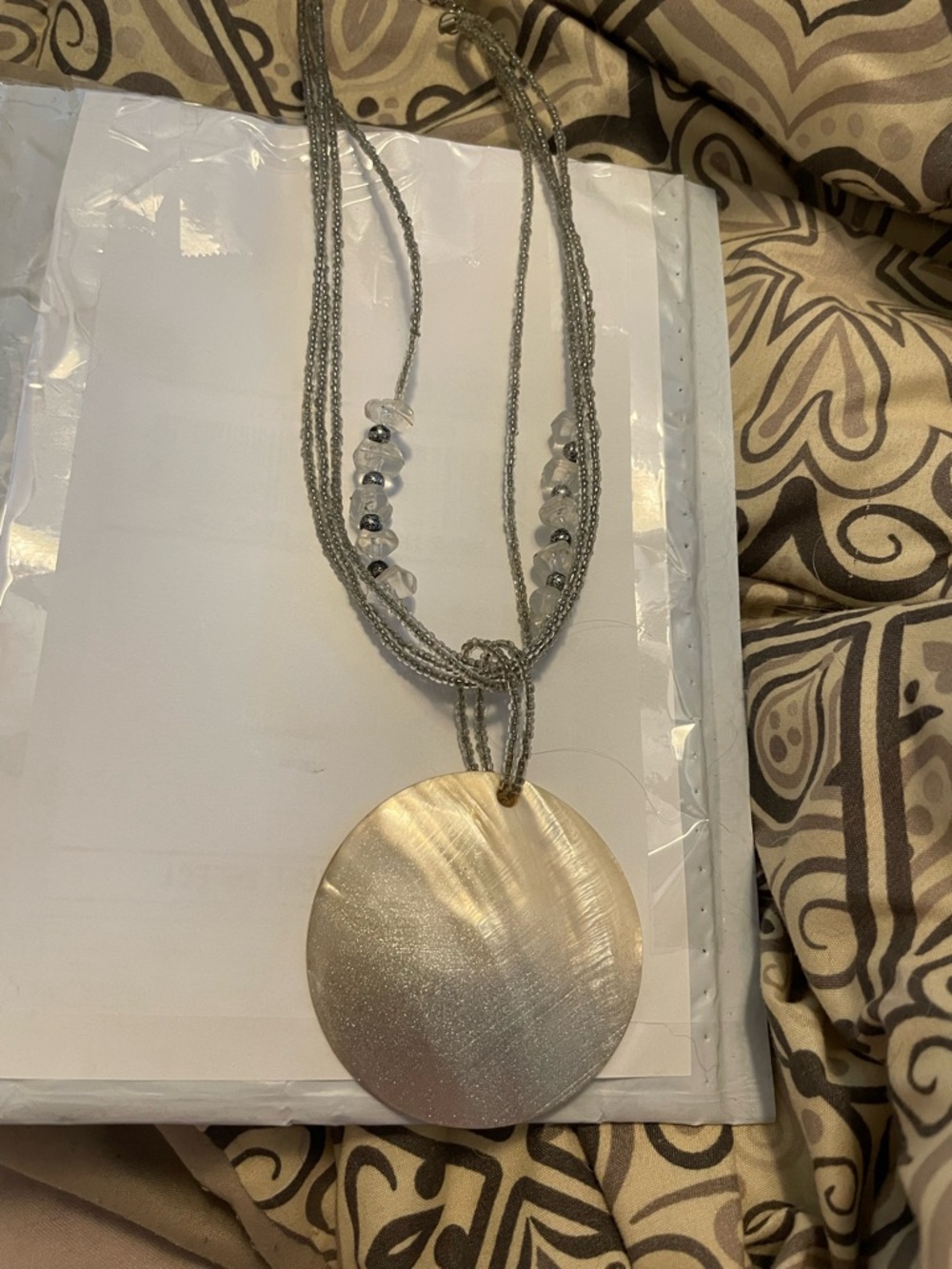 Silver Disc Pendant Necklace - Women's Layered Necklace